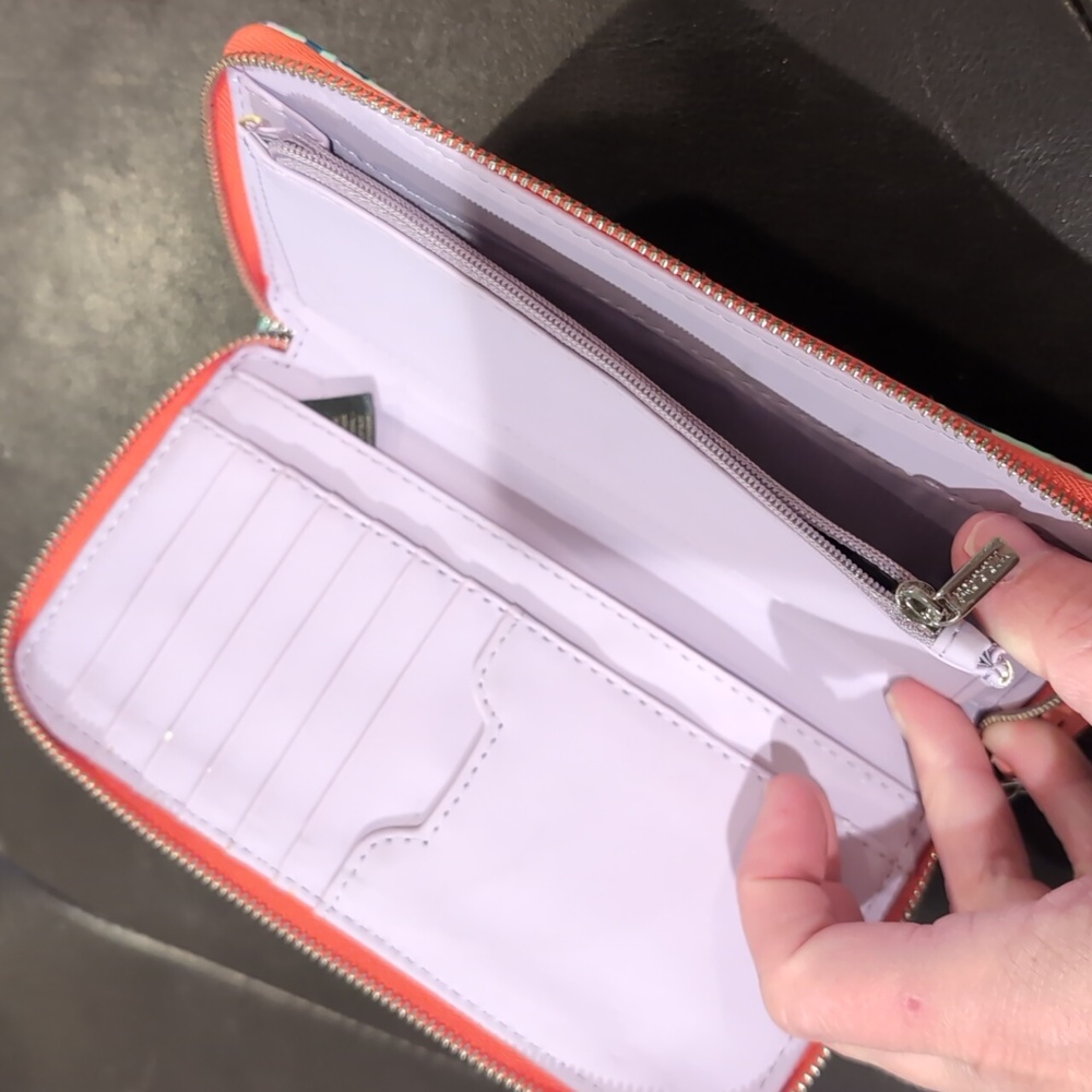 Fossil Key-Per Zip Around Wallet Clutch Blue Gree… - image 3